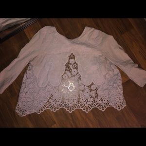 Crochet 3/4 sleeves open back top